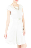 Demure Darling Knitted Flare Dress - White