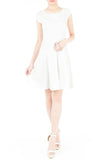 Demure Darling Knitted Flare Dress - White