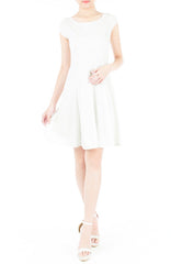 Demure Darling Knitted Flare Dress - White