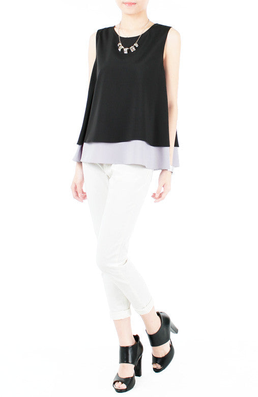 Double Trouble Trapeze Blouse - Black