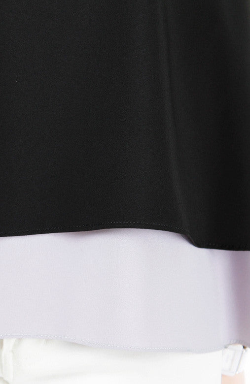 Double Trouble Trapeze Blouse - Black