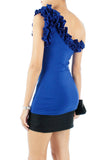 Duchess Ruffle One Shoulder Top - Royal Blue