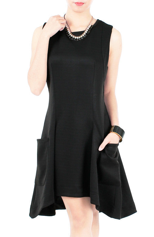 Edge Of The Night Dress With Pockets - Black