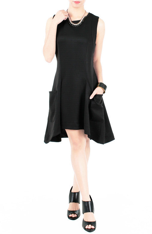 Edge Of The Night Dress With Pockets - Black