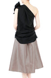 Elegance Bow One-shouldered Top - Black