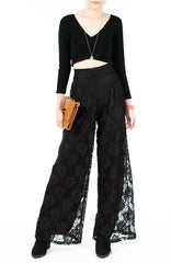Fall In Love Lace Palazzo Pants - Black