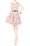 Festive Floral Bouquets Flare Dress - Pink