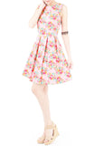 Festive Floral Bouquets Flare Dress - Pink