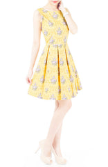 Flourish Ornaments Bouquet Flare Dress - Yellow