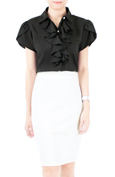 Flutterby Tulip Work Blouse - Black