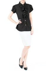 Flutterby Tulip Work Blouse - Black