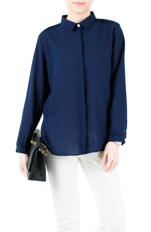 Gentle Sentiment Long Sleeved Shirt - Midnight Blue