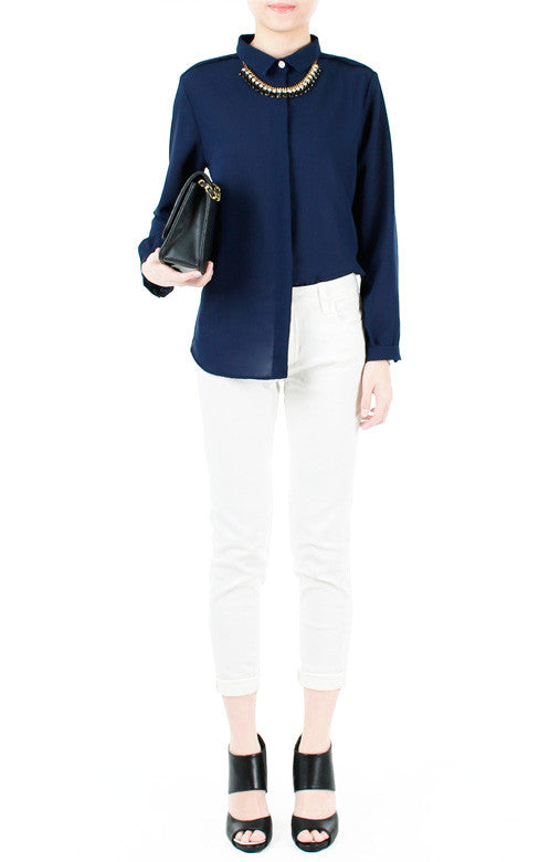 Gentle Sentiment Long Sleeved Shirt - Midnight Blue