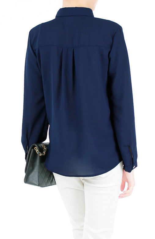 Gentle Sentiment Long Sleeved Shirt - Midnight Blue