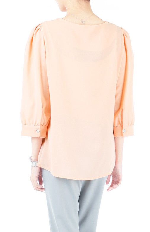 Hearts On Your Peekaboo Sleeves Blouse - Peach