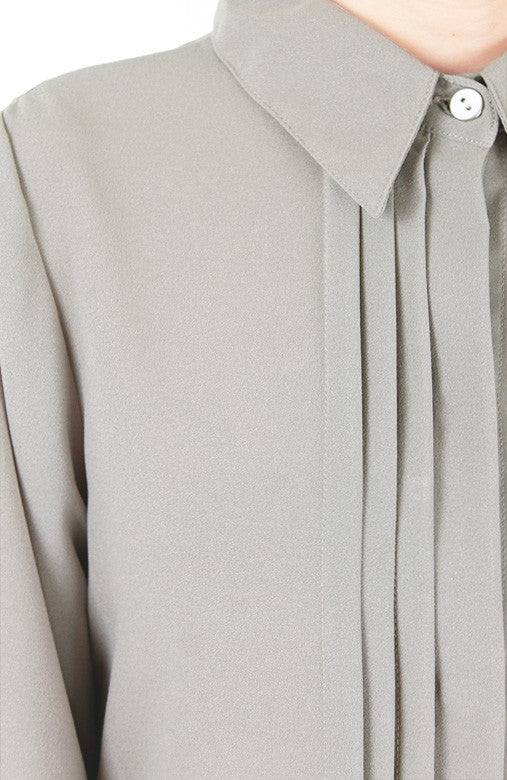 Inspired Endeavors Pintuck Work Blouse - Gray