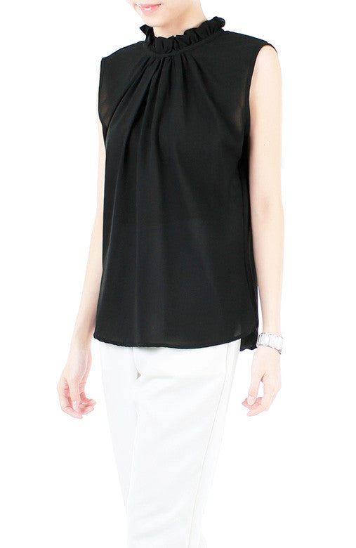 Intricate Princess High Neck Blouse - Black