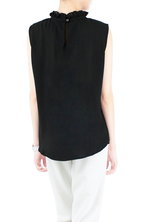 Intricate Princess High Neck Blouse - Black