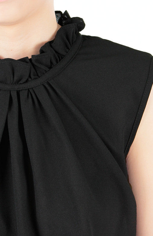 Intricate Princess High Neck Blouse - Black