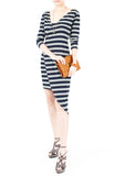Jetset Asymmetrical Stripe Dress - Navy & Grey