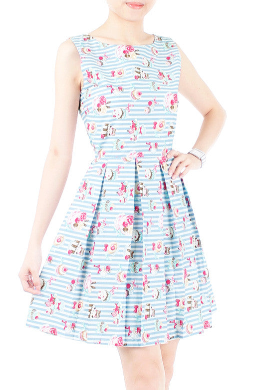 Little Tea Party Flare Dress - Sweet Blue