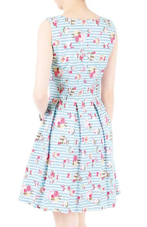 Little Tea Party Flare Dress - Sweet Blue