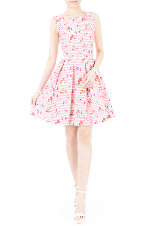 Little Tea Party Flare Dress - Sweet Pink