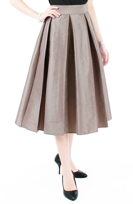 Magnificence Satin Flare Midi Skirt - Heliotrope Gray