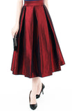 Magnificence Satin Flare Midi Skirt - Ruby Red