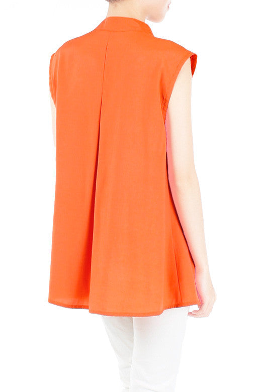 Mandarin Manor Long Blouse - Orange