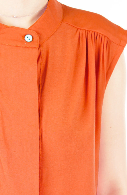 Mandarin Manor Long Blouse - Orange
