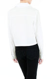 Mind Your Business Cropped Boyfriend Shirt - White