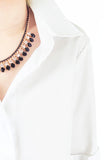 Mind Your Business Cropped Boyfriend Shirt - White