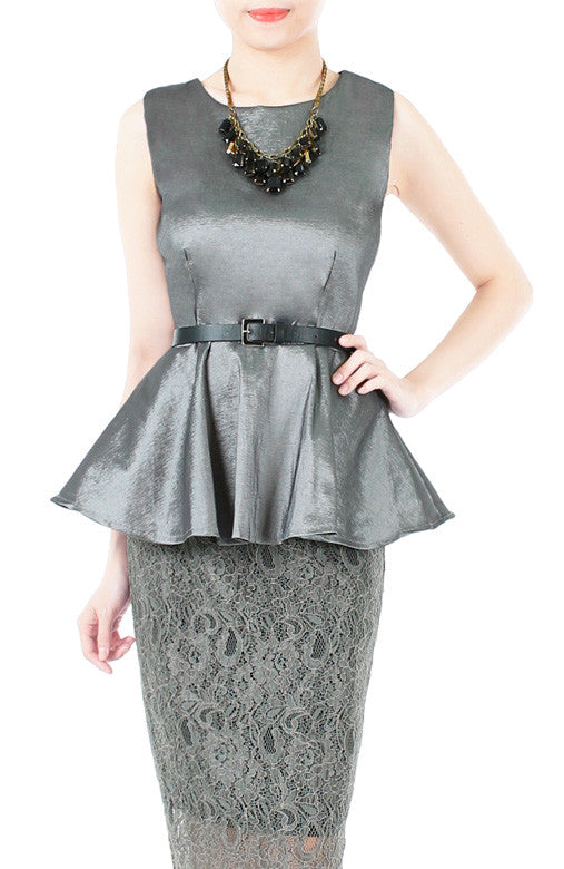 Mirror Magnificence Satin Top - Dark Silver