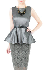 Mirror Magnificence Satin Top - Dark Silver