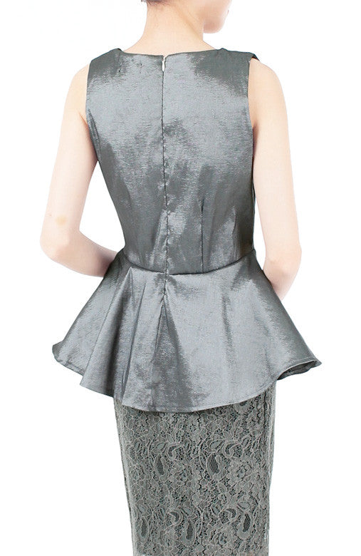 Mirror Magnificence Satin Top - Dark Silver