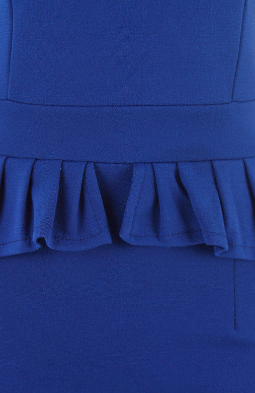 Mode Evening Peplum Dress - Blue