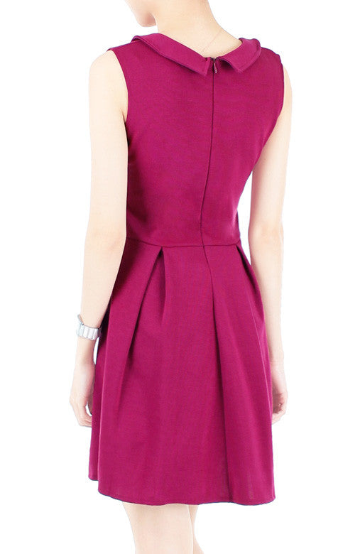 Nautical Horizon Dress With Buttons - Amaranth Red