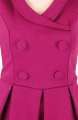 Nautical Horizon Dress With Buttons - Amaranth Red