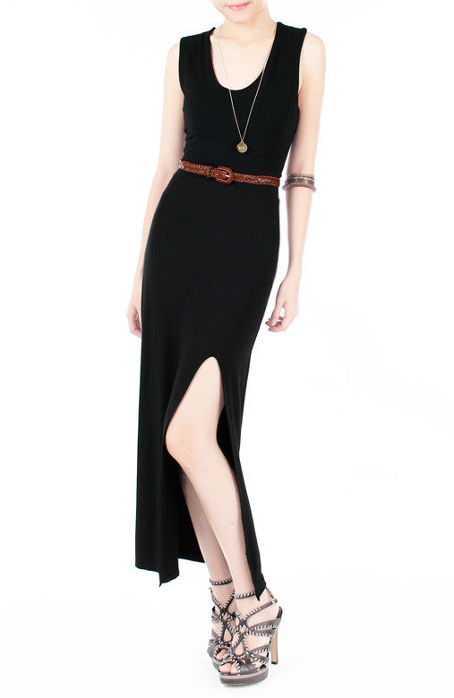 Night Aphrodite Maxi Dress With Cross Back - Black