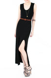 Night Aphrodite Maxi Dress With Cross Back - Black