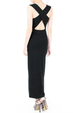 Night Aphrodite Maxi Dress With Cross Back - Black