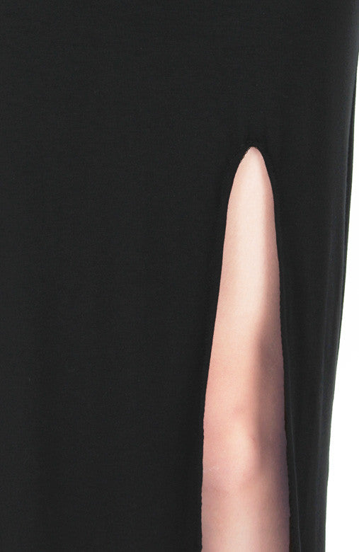 Night Aphrodite Maxi Dress With Cross Back - Black