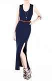 Night Aphrodite Maxi Dress With Cross Back - Dark Blue