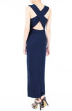 Night Aphrodite Maxi Dress With Cross Back - Dark Blue