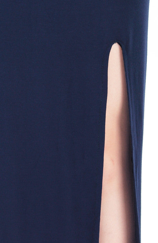 Night Aphrodite Maxi Dress With Cross Back - Dark Blue