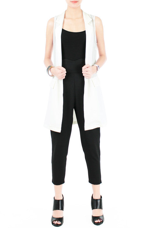 Nine Lives Tuxedo Vest - White