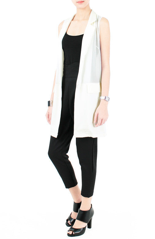 Nine Lives Tuxedo Vest - White