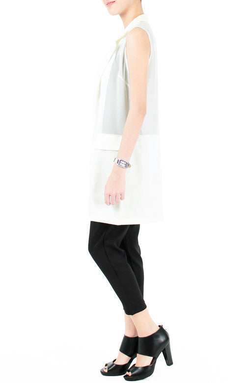 Nine Lives Tuxedo Vest - White