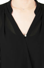 Poised & Polished Long Sleeve Wrap Blouse - Black